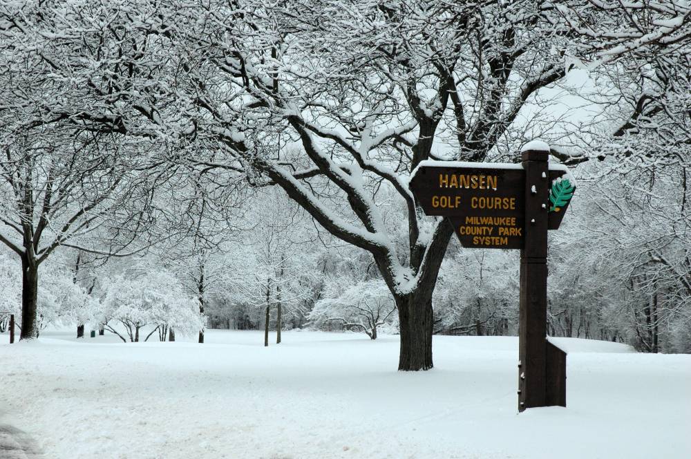 Snow-covered golf course